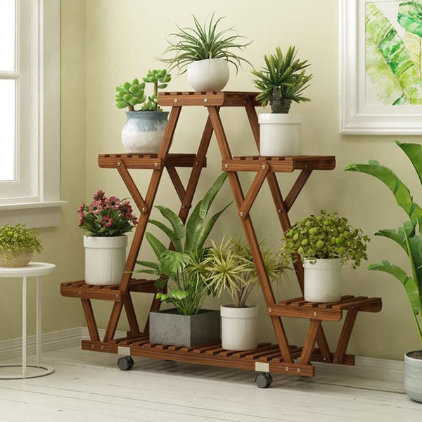 6-Tier Wooden Pyramid Shelf