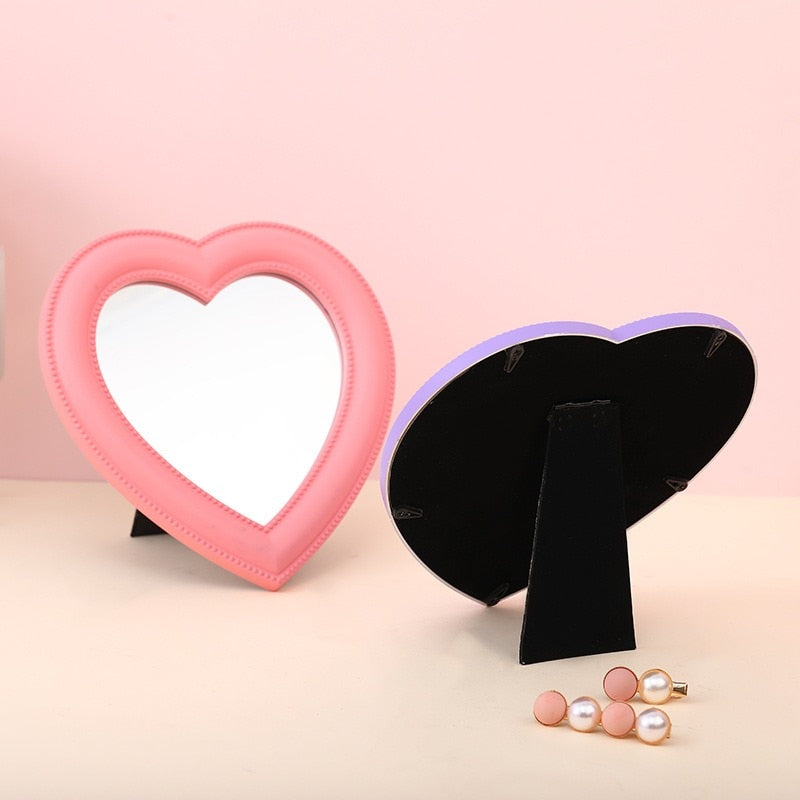 Pink Heart Shaped Compact Mirror