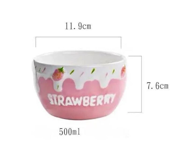 Melting Cake Strawberry Ceramic Bowl