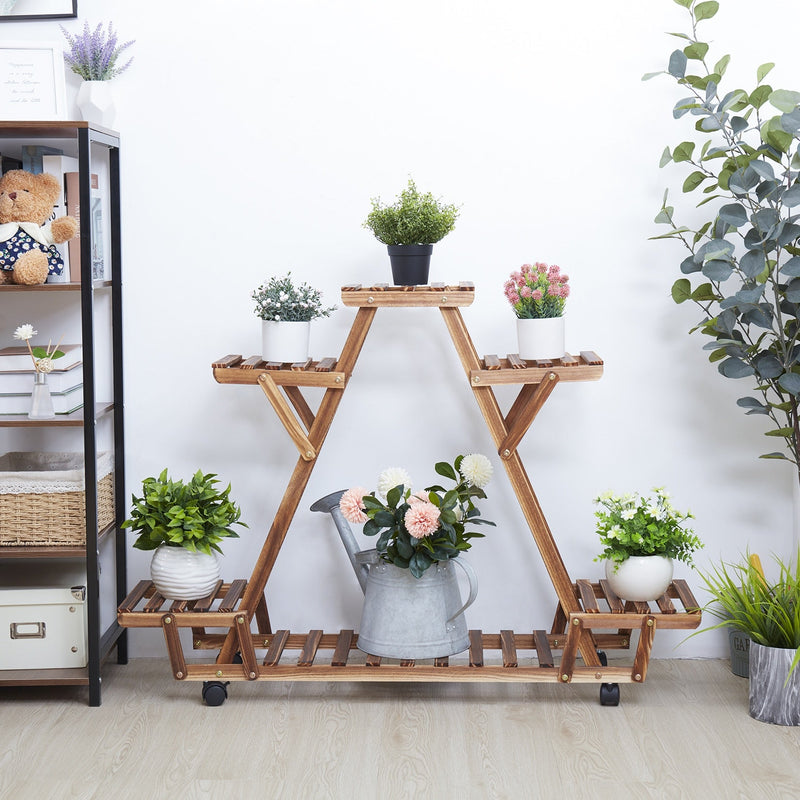 6-Tier Wooden Pyramid Shelf