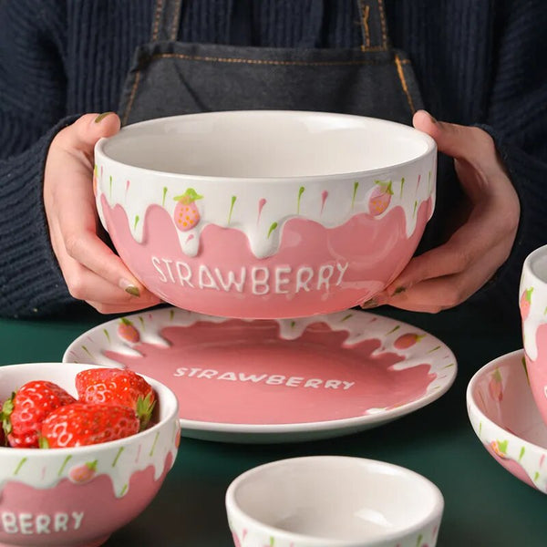 Melting Cake Strawberry Ceramic Bowl