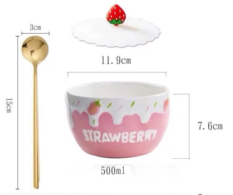 Melting Cake Strawberry Ceramic Bowl