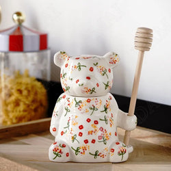 Handpaint Floral Bear Ceramic Storage Jars