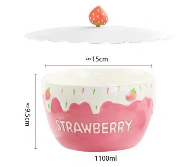 Melting Cake Strawberry Ceramic Bowl