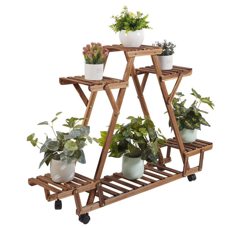 6-Tier Wooden Pyramid Shelf