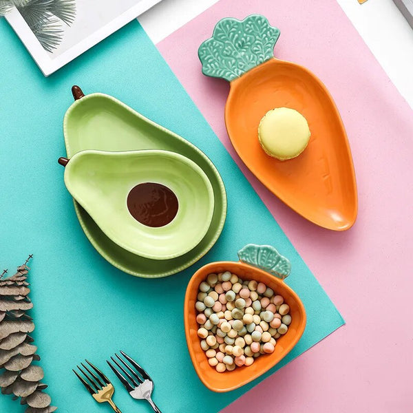 Ceramic Avocado Plate Bowl Set