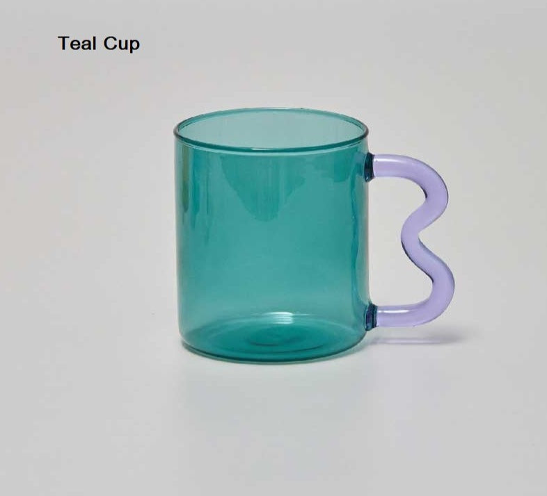 Handblown Clear Aesthetic Glass Cups with Ear