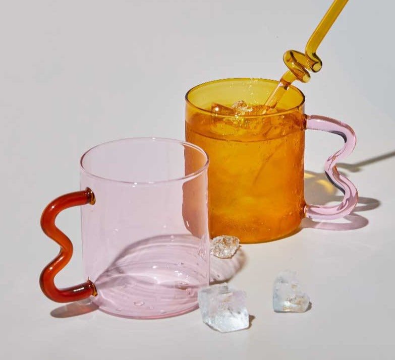 Handblown Clear Aesthetic Glass Cups with Ear