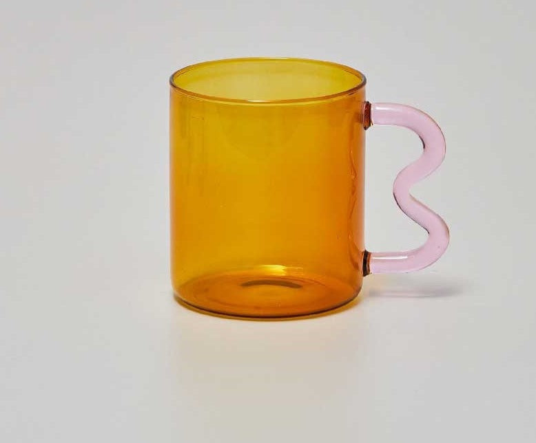 Handblown Clear Aesthetic Glass Cups with Ear