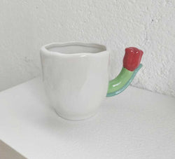 Handmade Ceramic Tulip Mug with Floral Spoon