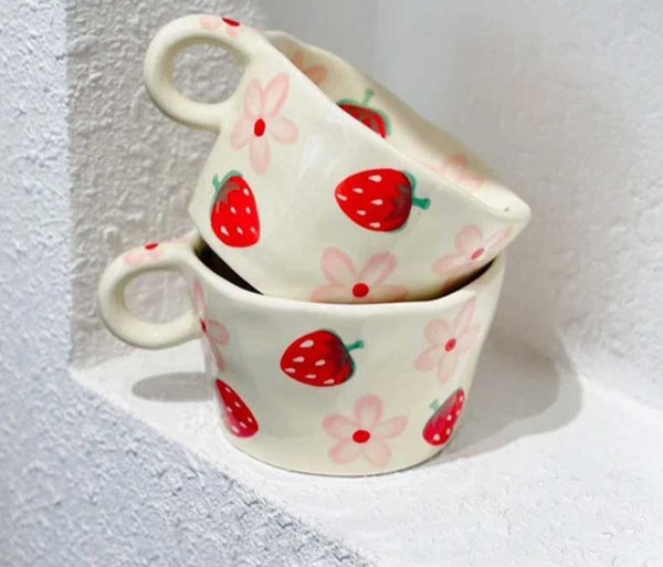 Handmade Cute Ceramic Strawberry Mug