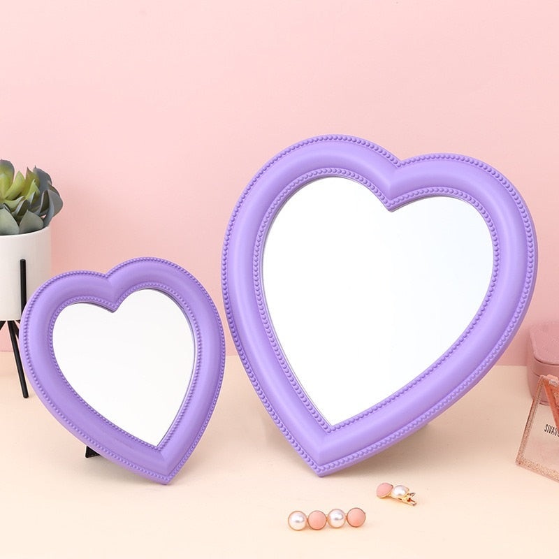 Pink Heart Shaped Compact Mirror