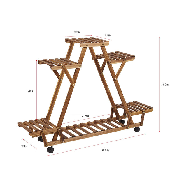 6-Tier Wooden Pyramid Shelf