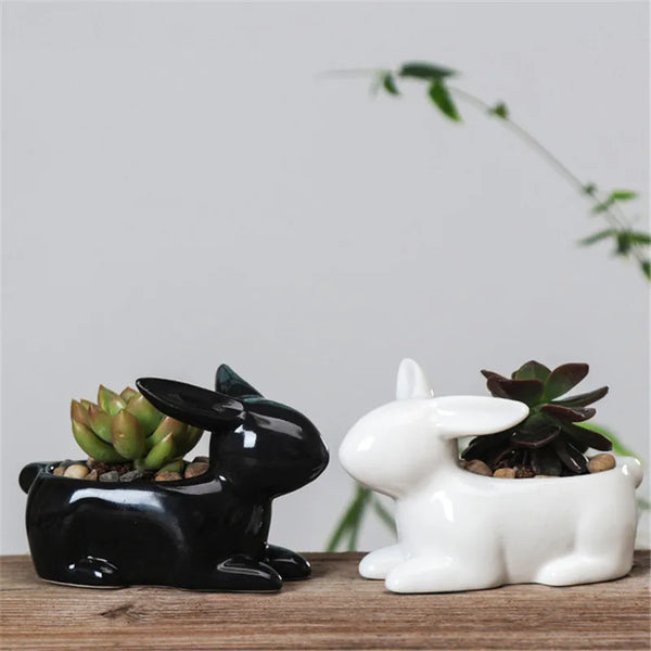 Cartoon Rabbits Flowerpot: Charming Ceramic Planters for Home Décor