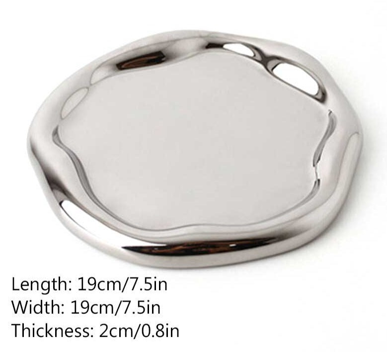 Industrial Ceramic Cookies & Silver Mirrored Tray Plate