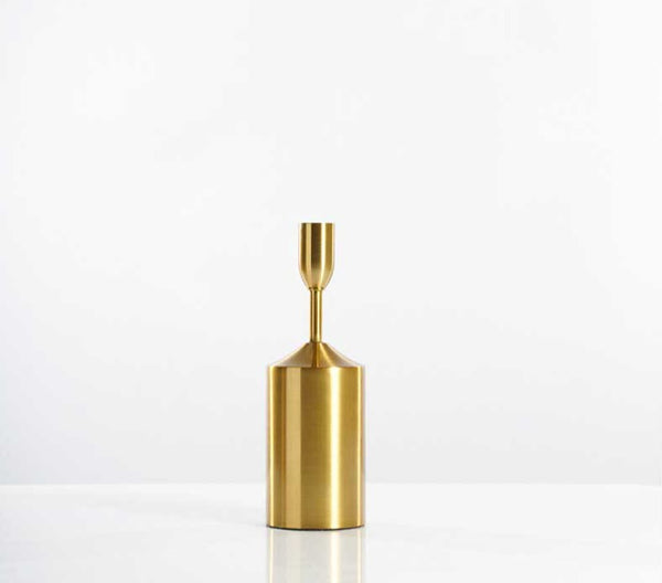 Industrial Gold Pillar Candle Holders