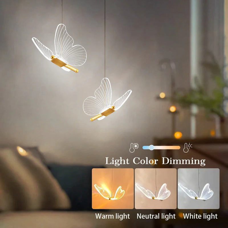 FlutterGlow - LED butterfly pendant lights