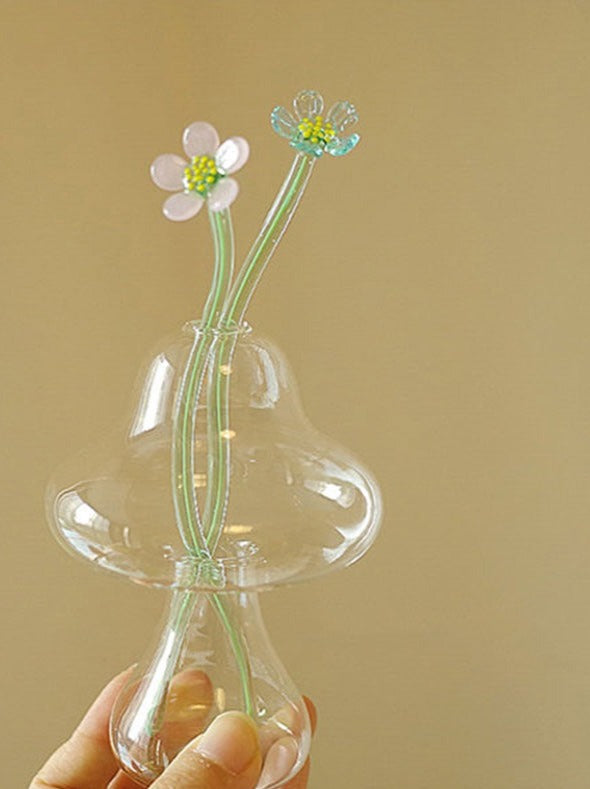 Little Hydroponic Mushroom Glass Vase