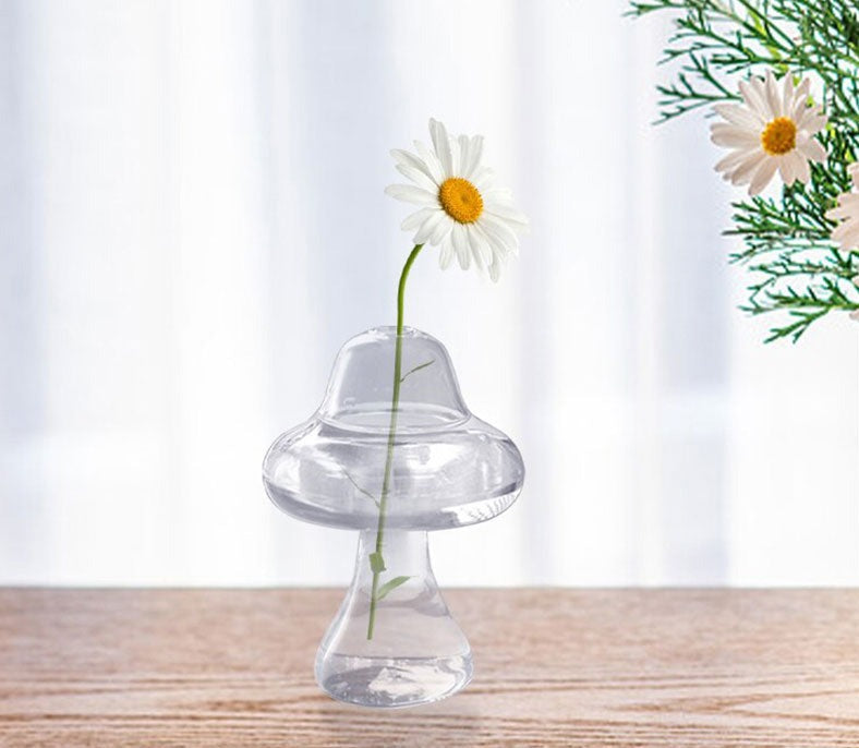 Little Hydroponic Mushroom Glass Vase