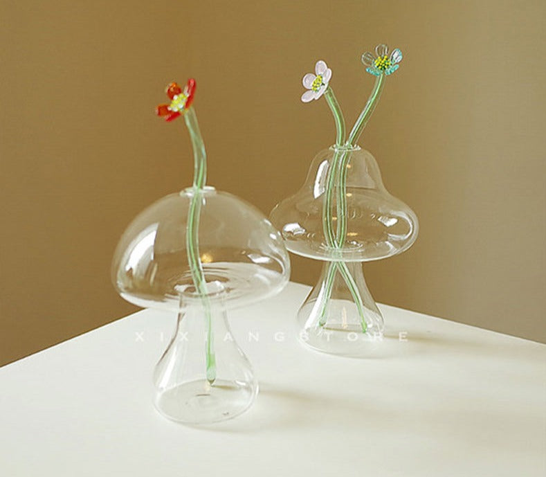 Little Hydroponic Mushroom Glass Vase