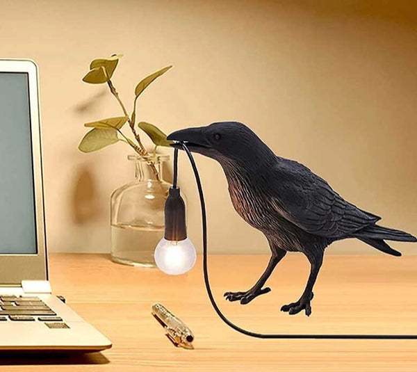 Lucky Black Crow Raven Bird Lamp Night Light