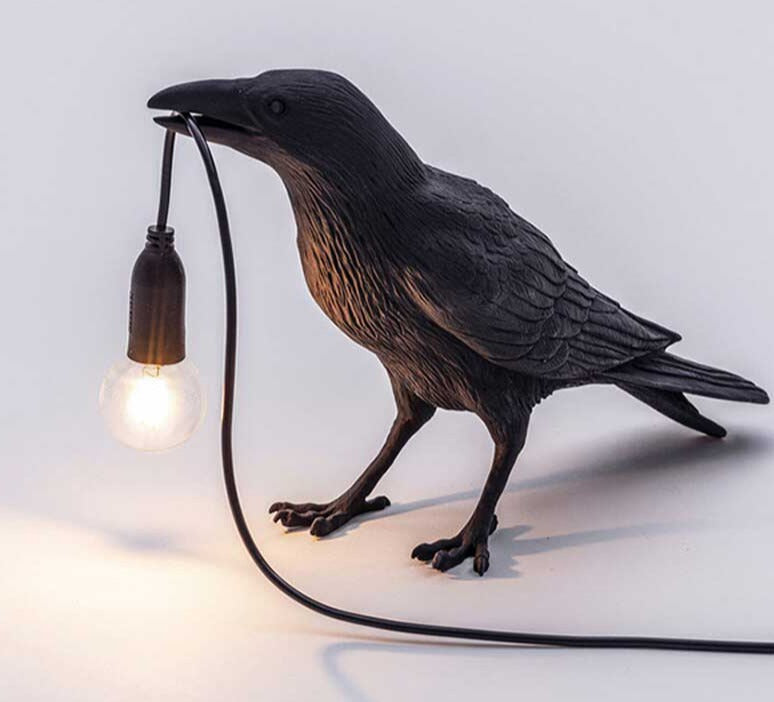 Lucky Black Crow Raven Bird Lamp Night Light