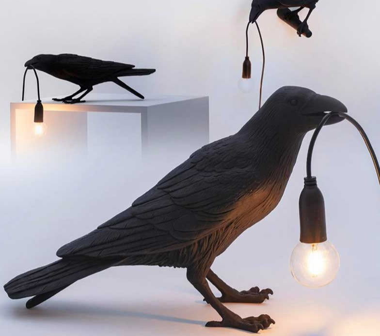 Lucky Black Crow Raven Bird Lamp Night Light