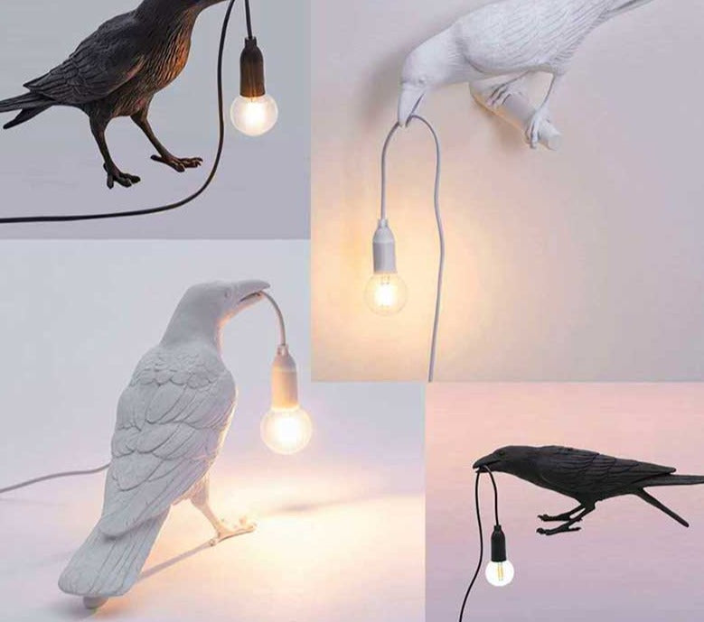 Lucky Black Crow Raven Bird Lamp Night Light