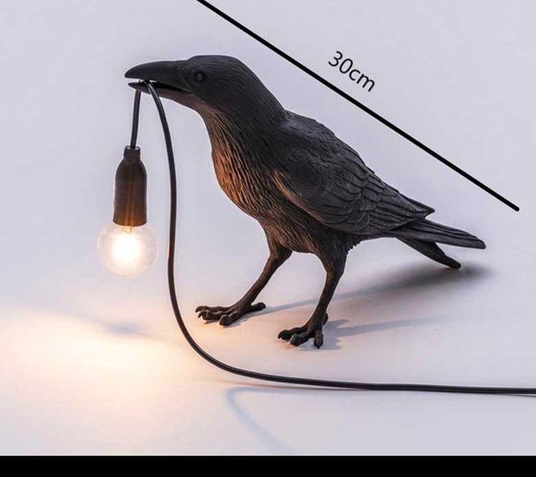 Lucky Black Crow Raven Bird Lamp Night Light