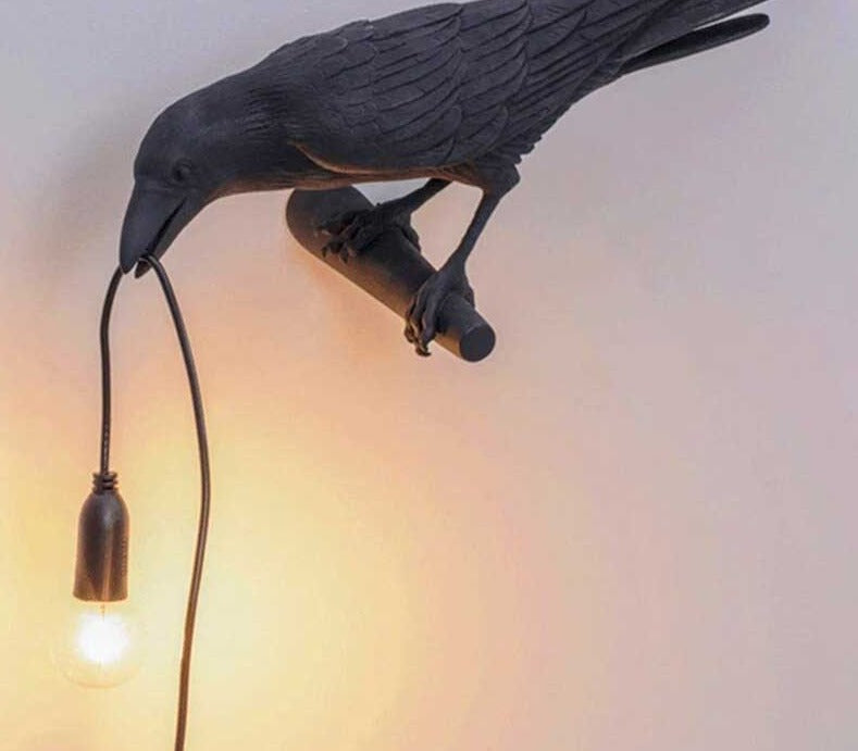 Lucky Black Crow Raven Bird Lamp Night Light