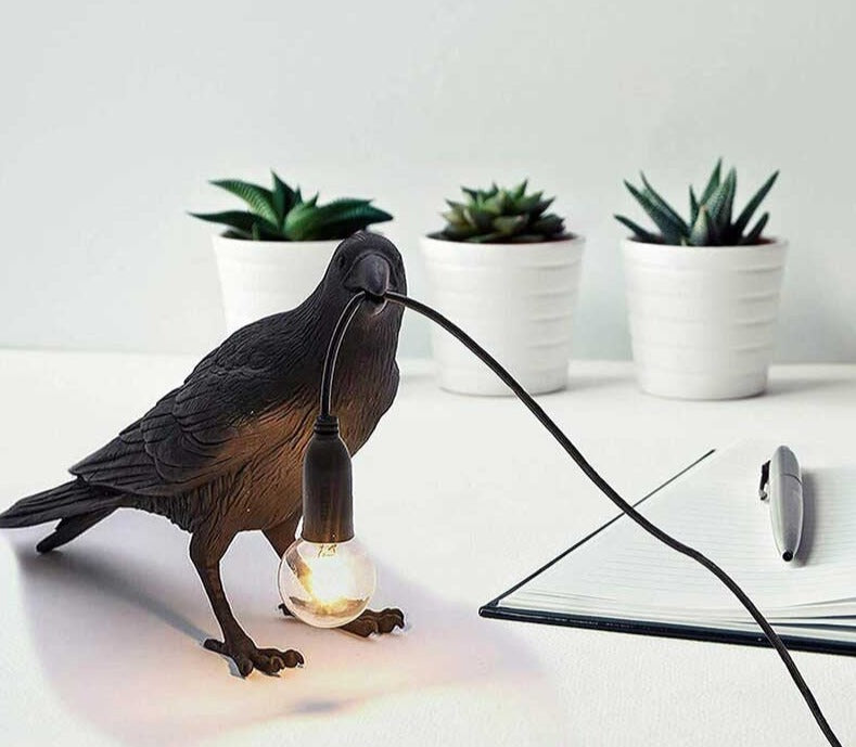 Lucky Black Crow Raven Bird Lamp Night Light