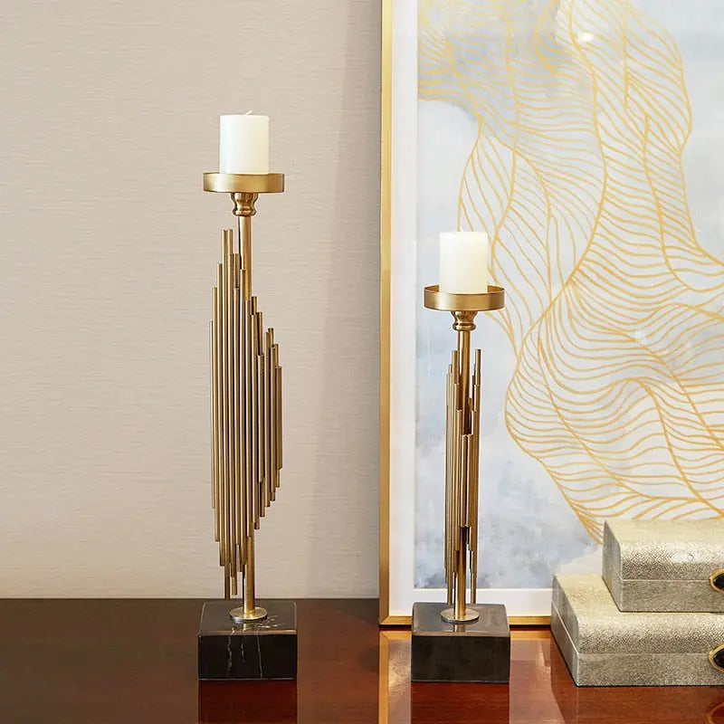 Manhattan Candle Holders With Marble Base