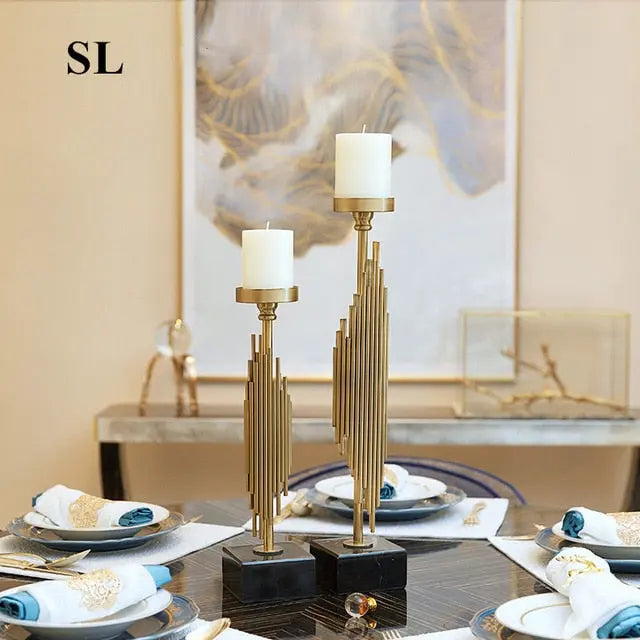 Manhattan Candle Holders With Marble Base