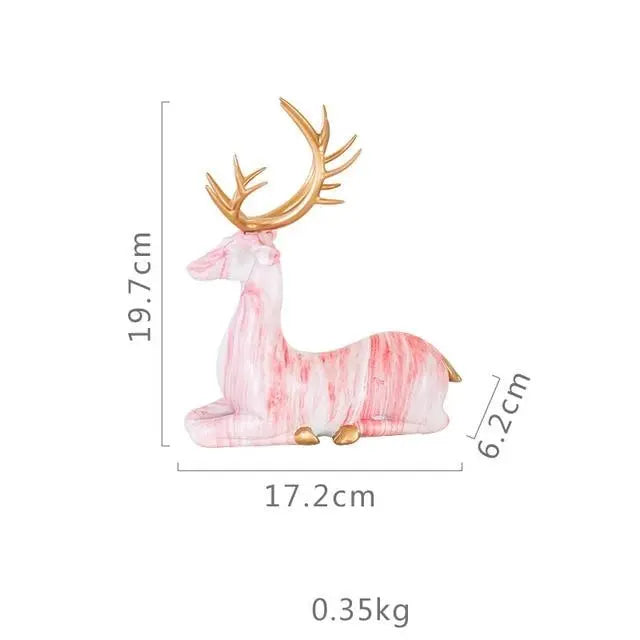 Marble Pattern Reindeer Figurines – Elegant Handcrafted Home Decor Statues for Living Room, Office, and Bedroom