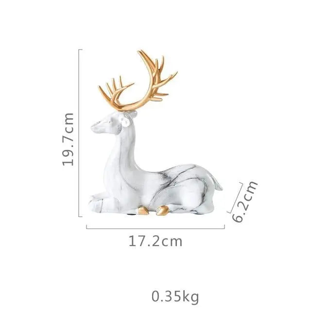 Marble Pattern Reindeer Figurines – Elegant Handcrafted Home Decor Statues for Living Room, Office, and Bedroom