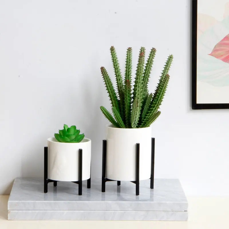 Minimalist Flower Planter with Metal Stand