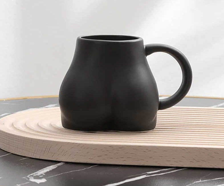 Charming Minimalist Ceramic Chubby Butt Mug - Whimsical Coffee Cup