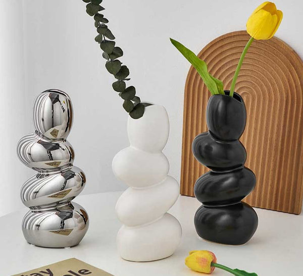 Minimalist Cobblestone Ceramic Vase