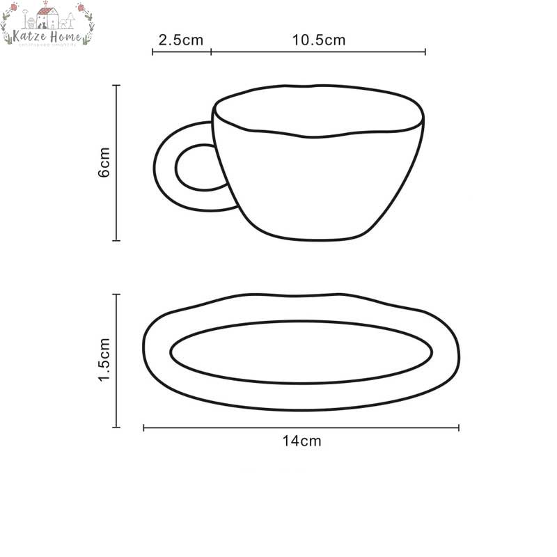 Minimalist Funny Ceramic Smiley Face Mug Saucer Set