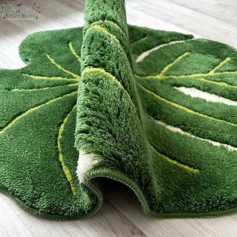 Minimalist Tufted Area Monstera Leaf Rug