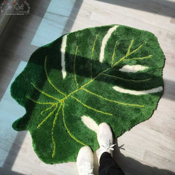 Minimalist Tufted Area Monstera Leaf Rug