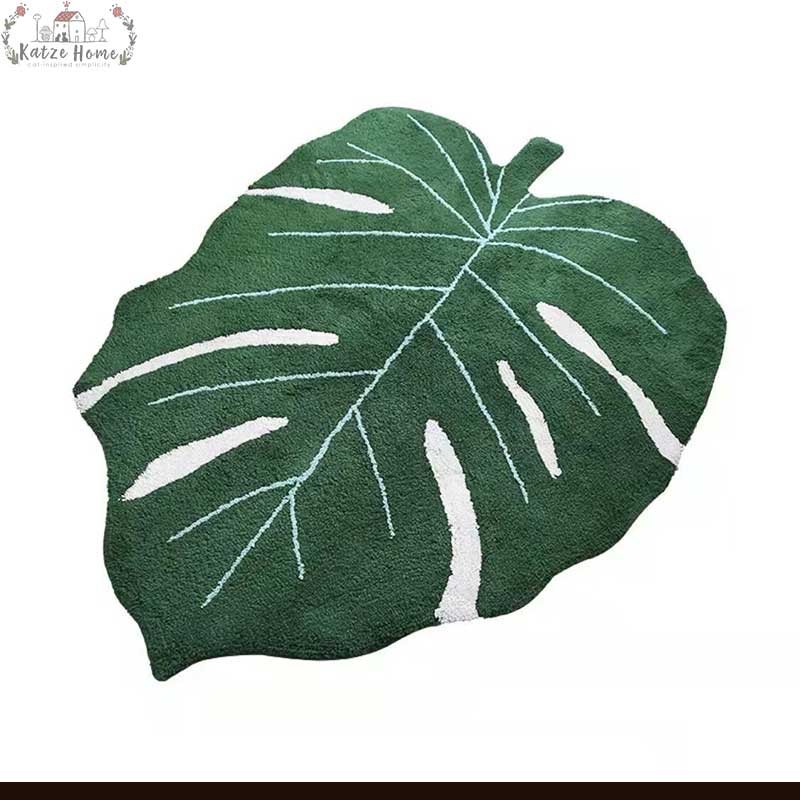 Minimalist Tufted Area Monstera Leaf Rug