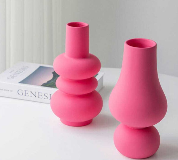 Minimalist Tulip Shaped Baby Pink Ceramic Vase