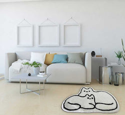 Minimalist Ultra Soft Fluffy White Cat Shaped Rug