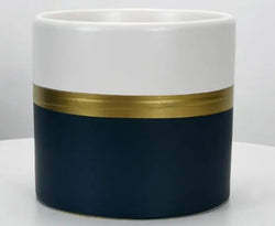 Modern Flower Pot with Gold Rim