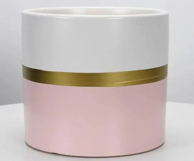 Modern Flower Pot with Gold Rim