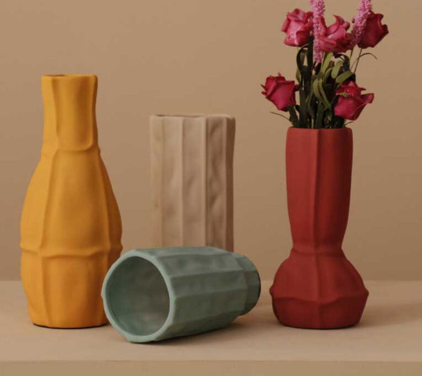 Morandi Geometric Abstract Ceramic Vase