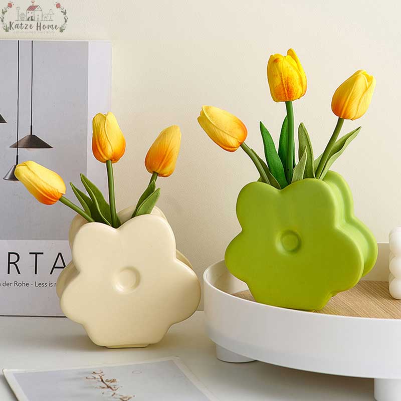 Morandi Pastel Flower Shape Vase