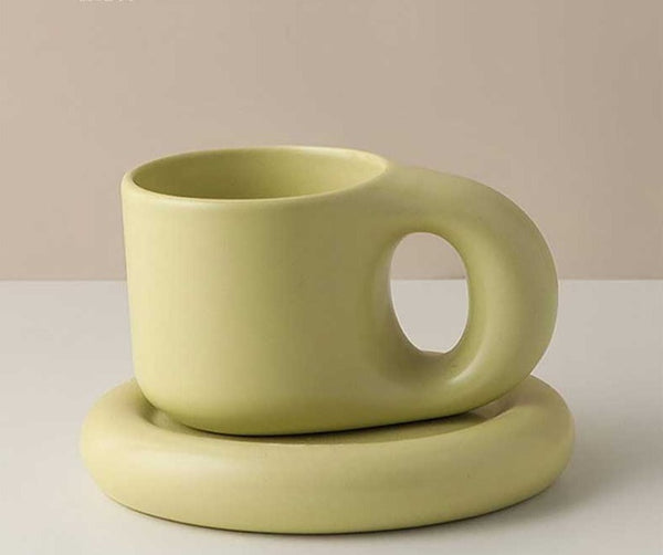 Nordic Aesthetic Pastel Chubby Mug Saucer Set