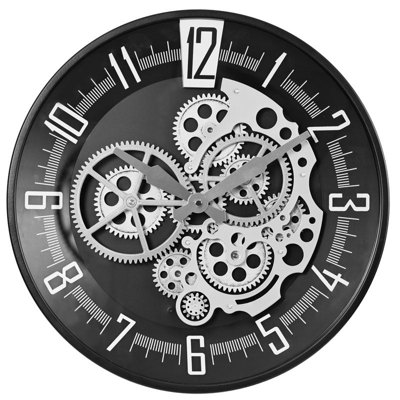 16-Inch Retro Wall Clock with Real Moving Gears | Vintage Industrial Decor